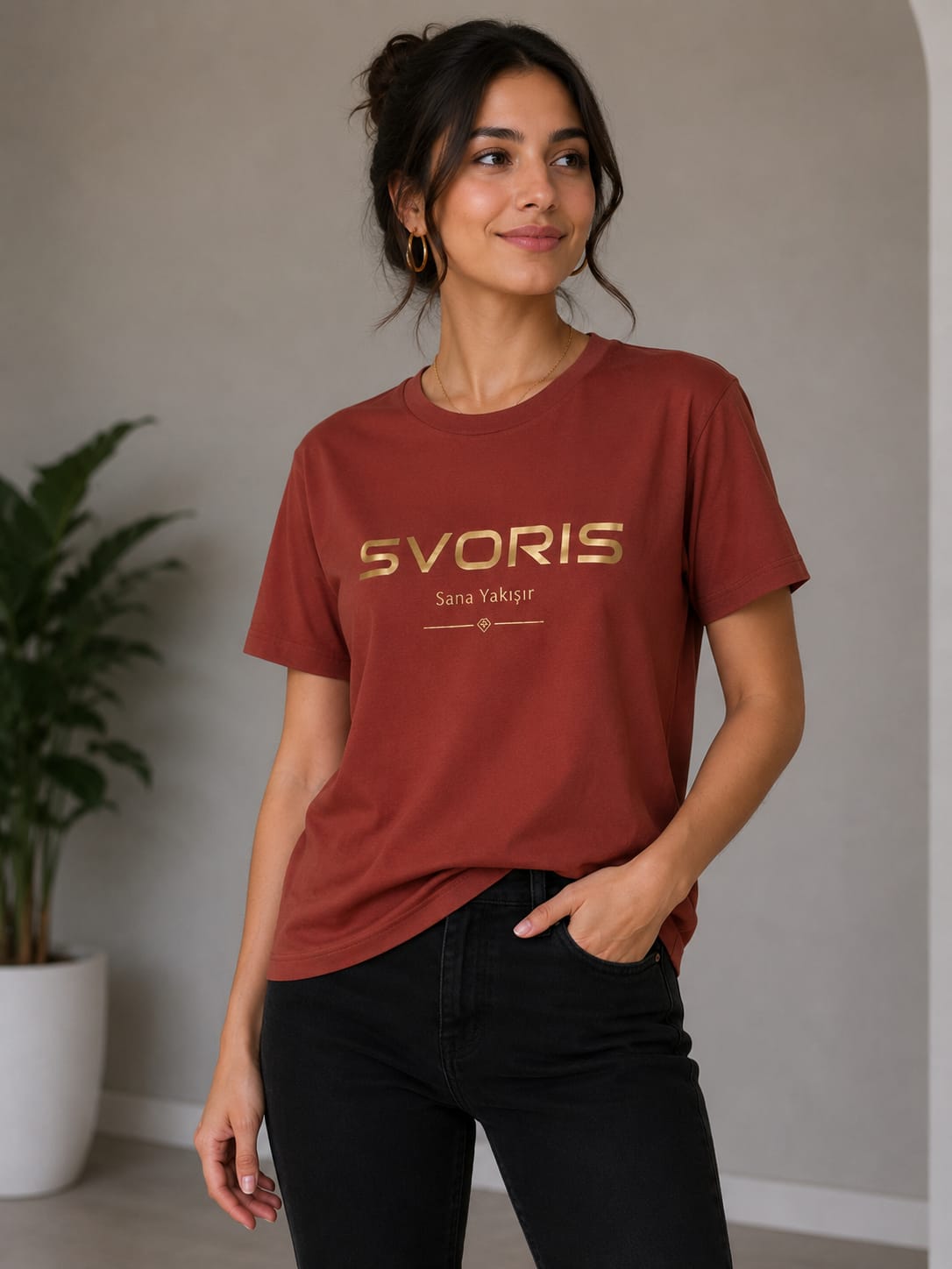 SVORİS KADIN TİŞÖRT GENİŞ KALIP kırmızı